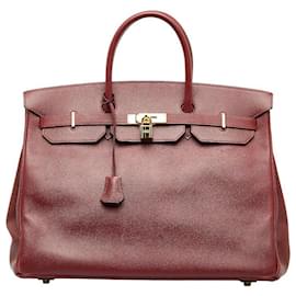 Hermès-Hermes Courchevel Birkin 40 Leather Handbag in Fair condition-Red