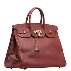 Hermès-Hermes Courchevel Birkin 40 Leather Handbag in Fair condition-Red
