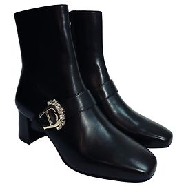 Aigner Black Leather Ankle Boots Black