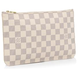 Louis Vuitton-Louis Vuitton Pochette Damier Azur Neverfull Branca-Branco