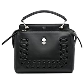 Fendi-Fendi Black Whipstitch Dotcom Satchel-Black