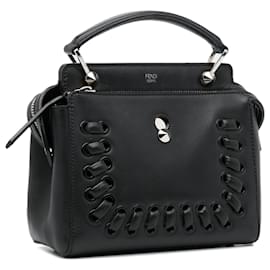 Fendi-Fendi Black Whipstitch Dotcom Satchel-Black