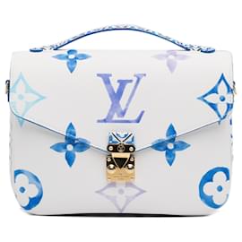 Louis Vuitton-Louis Vuitton White Monogram Giant By The Pool Pochette Metis-White,Blue