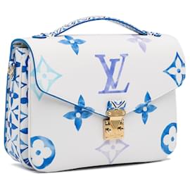 Louis Vuitton-Louis Vuitton White Monogram Giant By The Pool Pochette Metis-White,Blue