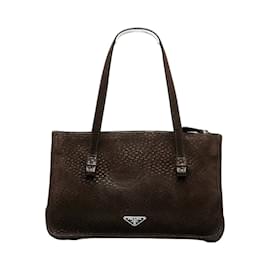 Prada-Prada Peccary Leather Handbag Leather Handbag in Good condition-Brown