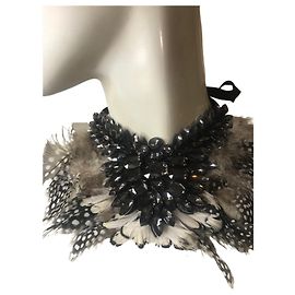 Autre Marque Collar de plumas de faisán Negro Beige