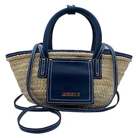 Jacquemus-Jacquemus Le Petite Panier Suns-Straw,Dark blue