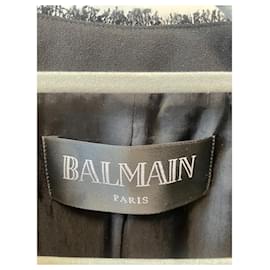 Balmain-BALMAIN VESTE EN TWEED VERT À SEQUINS FR 40-Vert