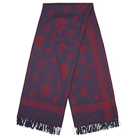 Alexander Mcqueen-Alexander McQueen Womens Blanket Scarf Red Purple OS-Purple