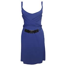 Gucci-gucci, robe bleu foncé avec ceinture.-Bleu