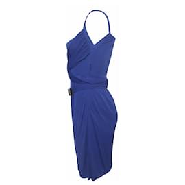 Gucci-gucci, dark blue dress with wrapbelt.-Blue