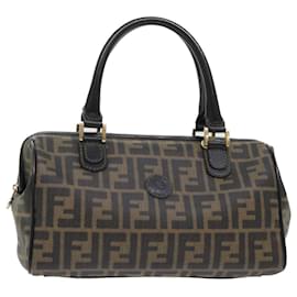 Fendi-FENDI Zucca Canvas Boston Bag Noir Marron Auth yk7805-Marron,Noir