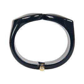 Autre Marque Pulseira escultural de resina preta com fecho em tom dourado Preto