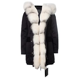 Philipp Plein, parka con cappuccio foderato in pelliccia Nero