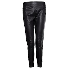 Elisabetta Franchi-Elisabetta Franchi, stretch trousers with imitation leather.-Black
