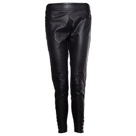 Elisabetta Franchi, Stretchhose mit Lederimitat. Schwarz