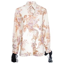 CHRISTOPHER KANE, Camicia stampa valence con pizzo. Nero Altro