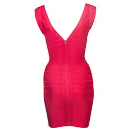 Herve Leger-HERVE LEGER, Fuchsia Zoe body con stretch dress-Pink