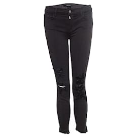 J Brand-Marchio J, jeans elasticizzati cropped strappati grigi-Grigio