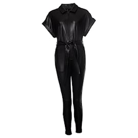 Autre Marque-NBD, imitation leather jumpsuit-Black