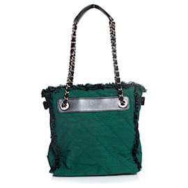 Chanel-Chanel, Bolso de lona acolchado verde-Verde