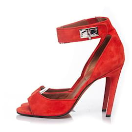 Givenchy-GIVENCHY, Red suede shark sandals-Red