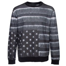 GIVENCHY, Pullover mit Rundhalsausschnitt und amerikanischer Flagge Grau