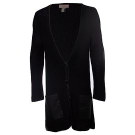 Autre Marque Tony Cohen, Strickjacke mit Taschen aus Kunstleder Schwarz