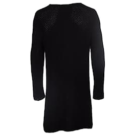 Autre Marque-Tony Cohen, knitted cardigan with imitation leather pockets-Black