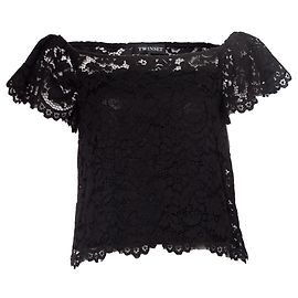 Twin Set Conjunto de gêmeos, Top de renda preta Preto