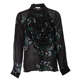 GANNI, Bluse mit Polkadot-Rüschen Schwarz