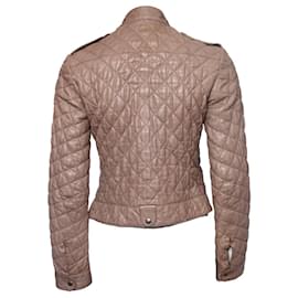 Autre Marque-Enes, Quilted leather biker jacket-Brown