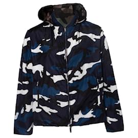 Valentino-Valentino, Reversible camouflage print wind breaker-Blue,Multiple colors,Green