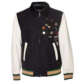 Dsquared2, chaqueta bomber con mangas de cuero Blanco Azul Gris