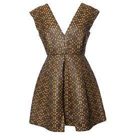 Matthew Williamson Matthieu Williamson, ocre/Robe tissée noire en taille UK10/M. Marron Jaune