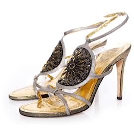 Rene Caovilla-Rene Caovilla, Sequined sandals-Golden