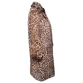 Dolce & Gabbana-DOLCE & GABBANA, Vestido de seda con estampado de leopardo y lazo en la talla IT40/XS.-Castaño