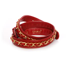 Chanel-Chanel, Bolsa de cinto de couro em vermelho/Azul/verde com ferragens douradas.-Multicor