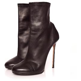 Dsquared2, black soft stretch leather ankle boots. Black