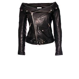 Faith Connexion, Off-shoulder biker jacket. Black