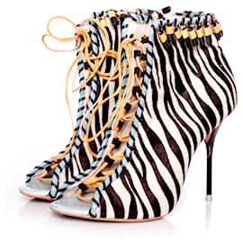 Sophia webster sofía Webster, botines con estampado de cebra Negro Blanco