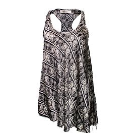PIERRE BALMAIN, asymmetric top with paisley print. Black White