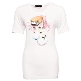 Dsquared2, T-Shirt blanc avec sirène brodée. Blanc