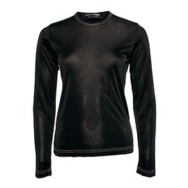 JUNYA WATANABE/COMME des GARCONS, Schwarzes, halbtransparentes, glänzendes Top in Größe S. Schwarz