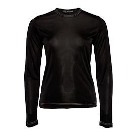 JUNYA WATANABE/COMME des GARCONS, Schwarzes, halbtransparentes, glänzendes Top in Größe S. Schwarz