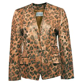 Gianfranco Ferré-GIANFRANCO FERRE, leopard blazer with lurex.-Brown