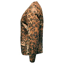 Gianfranco Ferré-GIANFRANCO FERRE, blazer de leopardo con lúrex.-Castaño