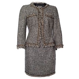Chanel Wool Tweed Suit Black White Black White