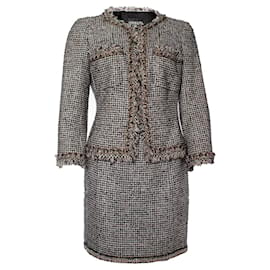 Chanel-Chanel, costume en tweed-Noir,Blanc