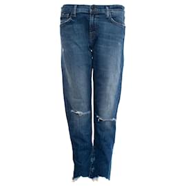 J Brand-Marca J, Jeans azul médio com rasgos-Azul